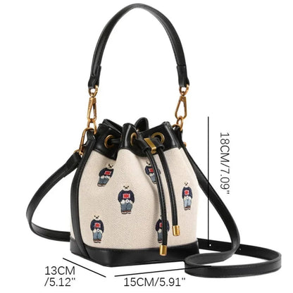 LuckeLadybug LLC large capacity drawstring bucket bag with stylish design and adjustable strap