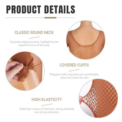 LuckeLadybug LLC latin ballroom fishnet jumpsuit featuring a classic round neck and high elasticity for comfort