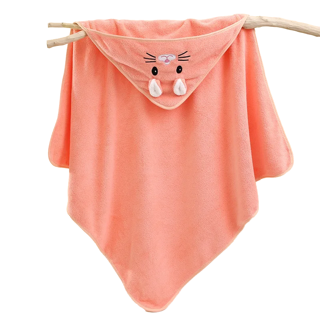 LuckeLadybug LLC Baby Bath Kit Including Towel with Cute Animal Design and laundry care symbols