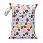 LuckeLadybug Baby Bath Kit Laundry Care Symbols Drawstring Bag in Colorful Fruit Pattern