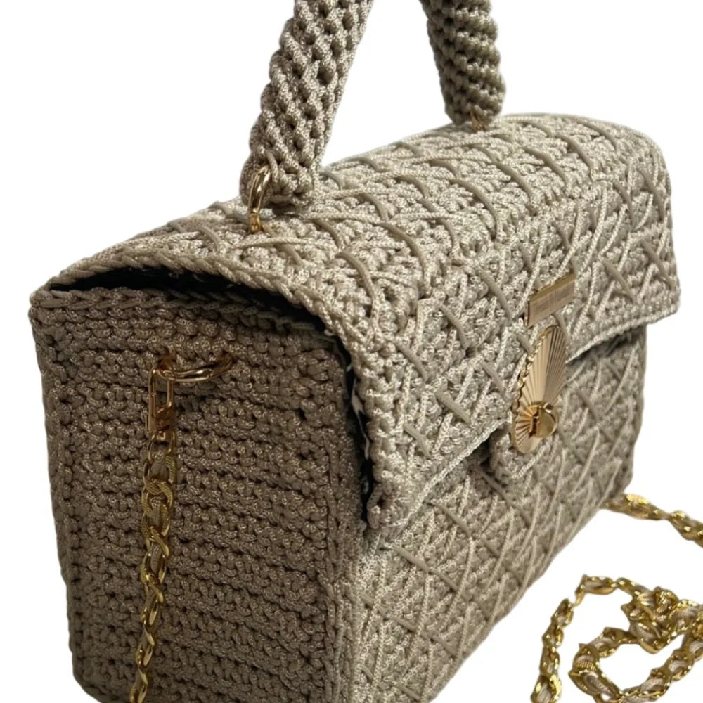 ThreadsByHannah leather crossbody mini bag with textured design and gold chain strap for stylish outings