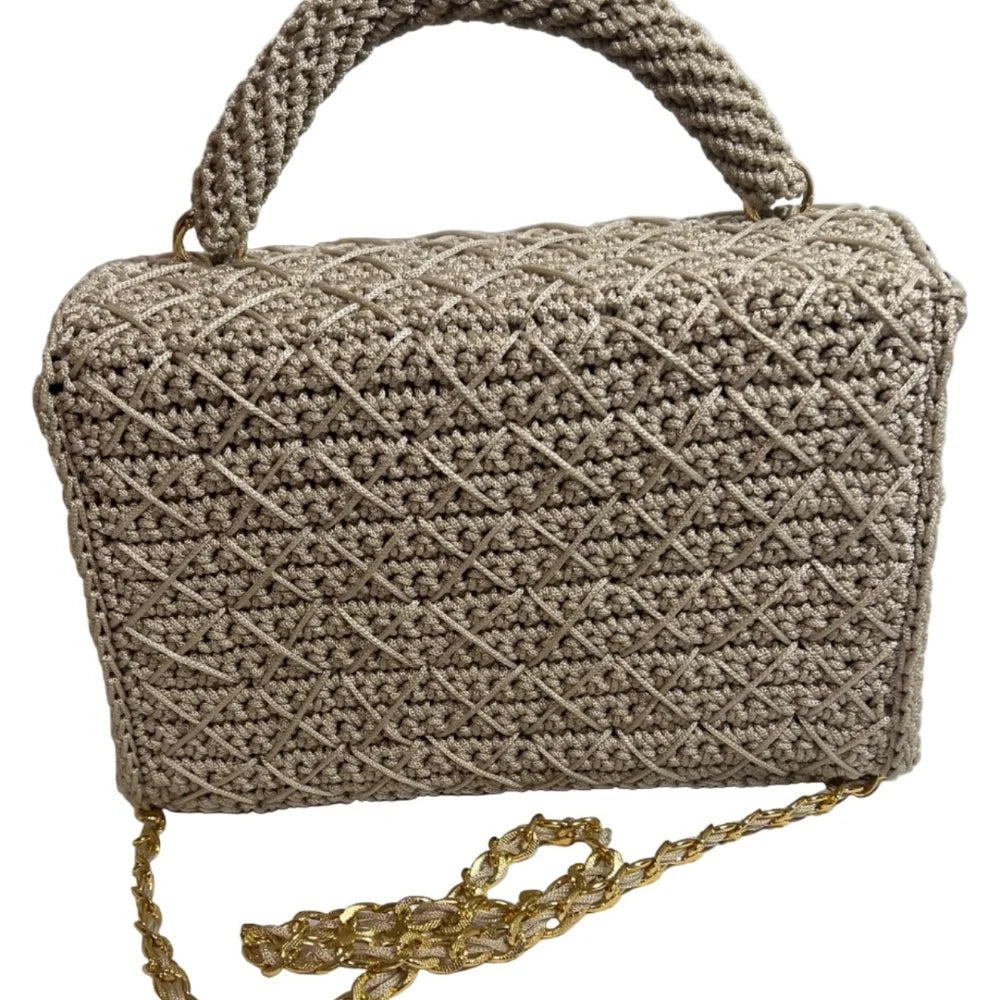 Stylish ThreadsByHannah leather crossbody mini bag with intricate weave and chain strap for trendy outfits