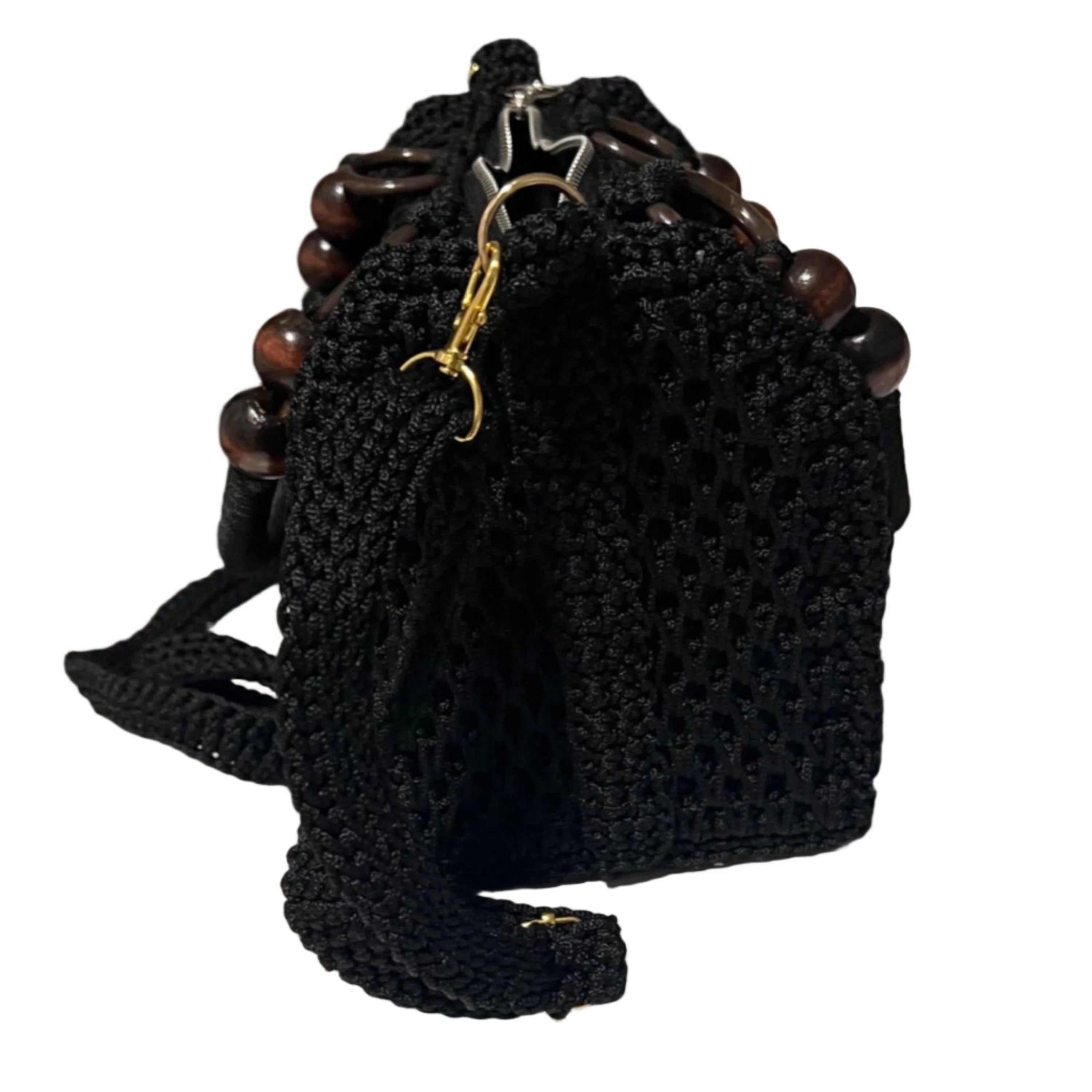 Handmade Black Crochet Shoulder Purse