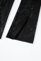 LuckeLAdybug LLC Black Leggings High Waist with Stylish Slits for Enhanced Comfort