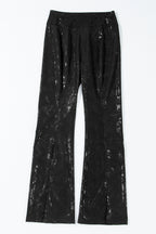 LuckeLAdybug LLC Black High Waist Leggings with Flared Design for Comfortable Wear