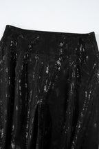 LuckeLadybug LLC leggings high waist in shiny black fabric for a flattering fit