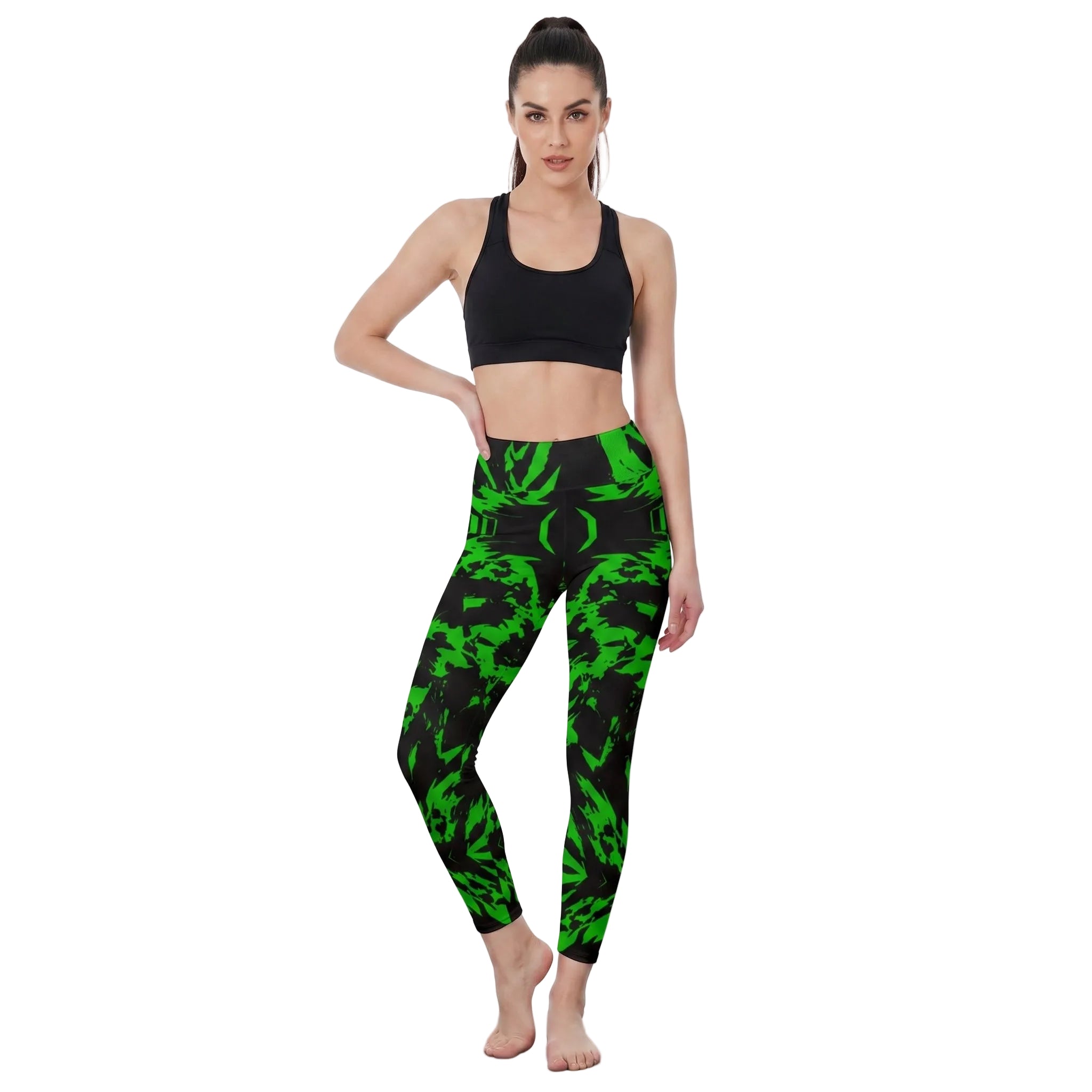 Green Cyber Rave Leggings for Women