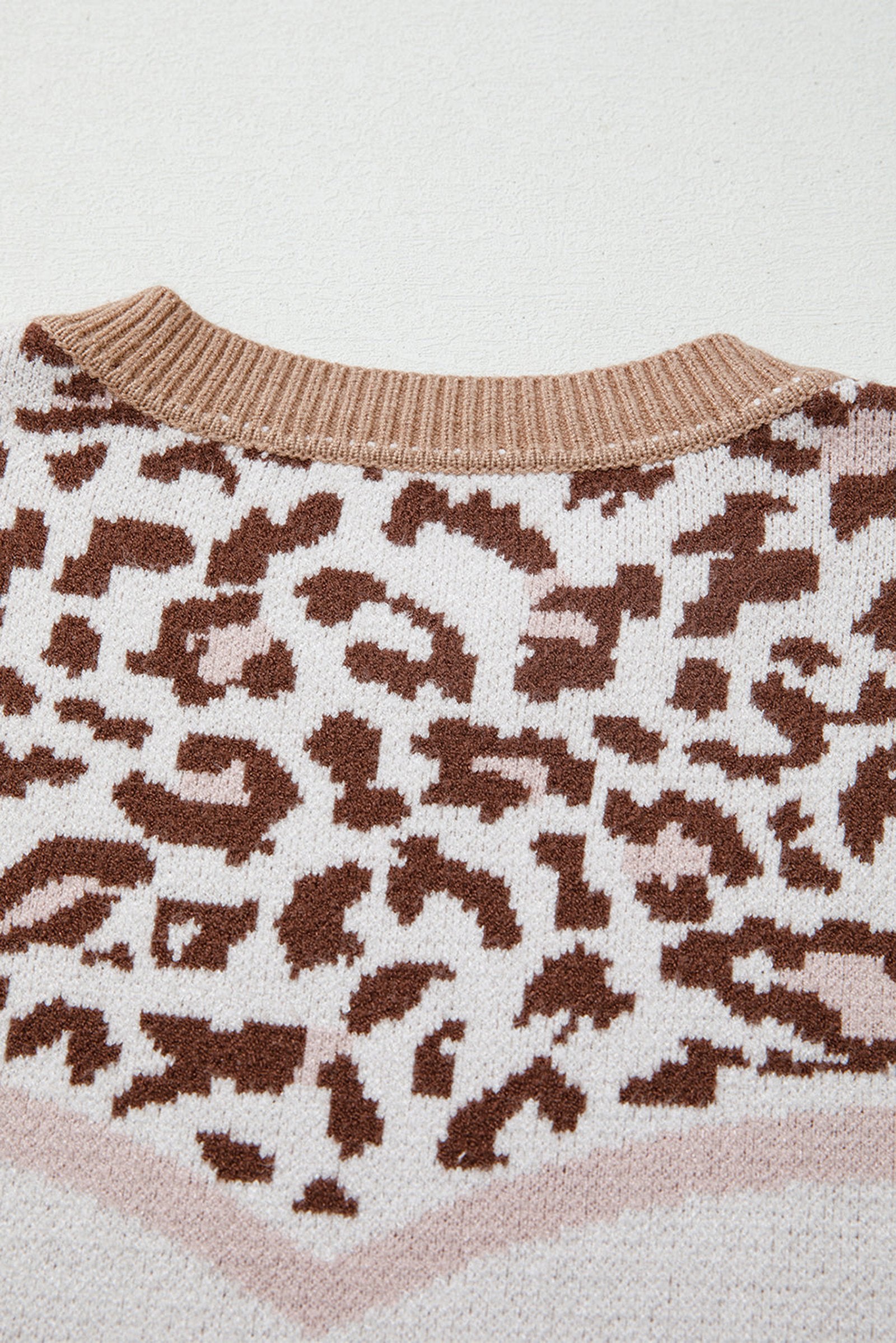 Leopard print color block sweater with stylish patterns and soft fabric for a chic look