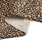 LuckeLadybug leopard print sherpa blanket with soft cream fleece lining for cozy warmth