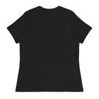 Black plain let them words t-shirt for women by LuckeLadybug, back view with short sleeves
