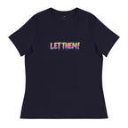LuckeLadybug black let them words t-shirt for women with colorful dripping text design