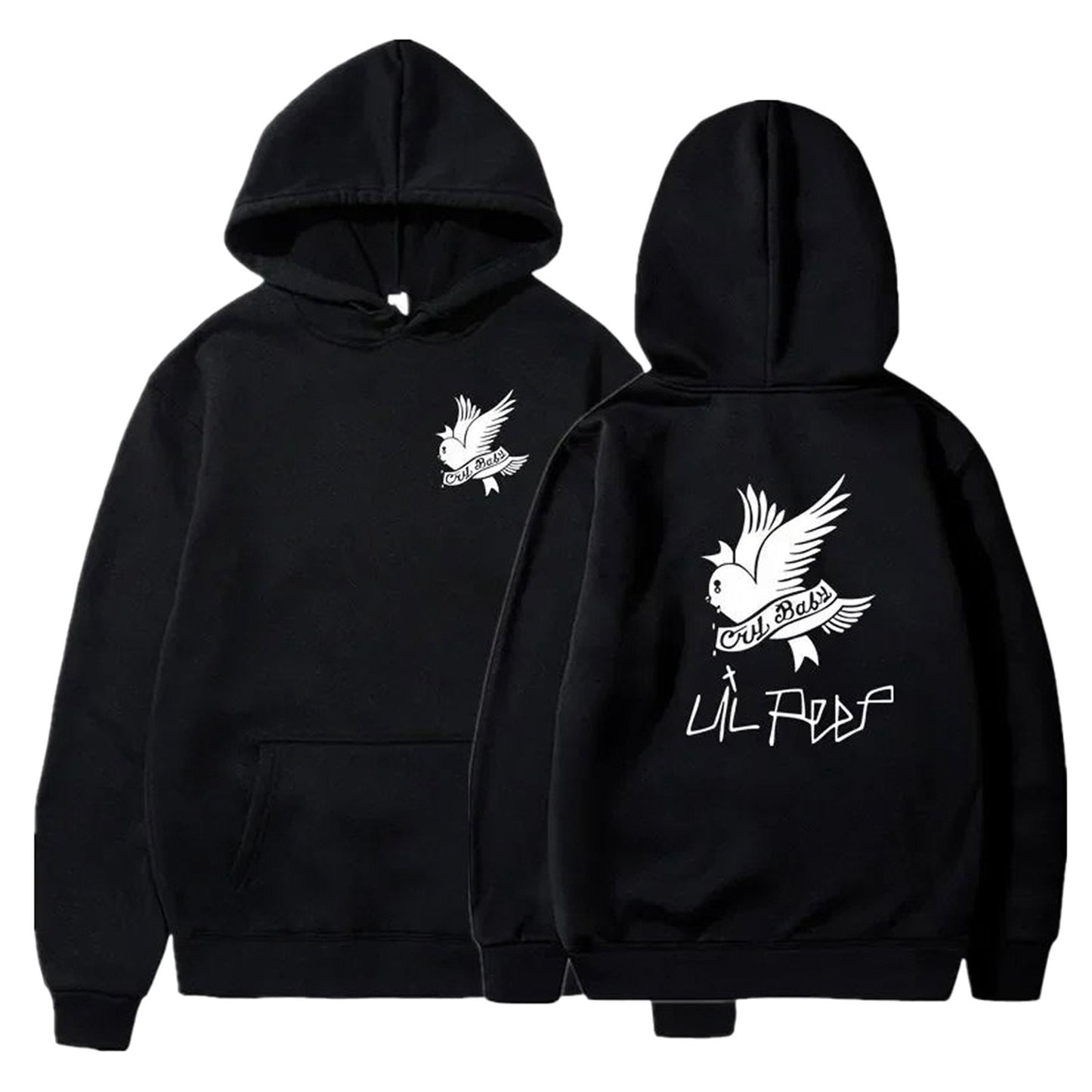Lil Peep hoodie for men and women featuring a bird graphic on black fabric