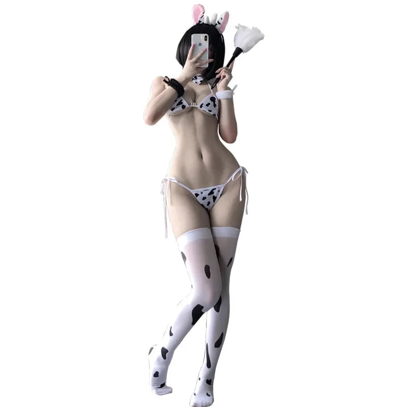 Cow Print Lingerie Set for Playful Nights