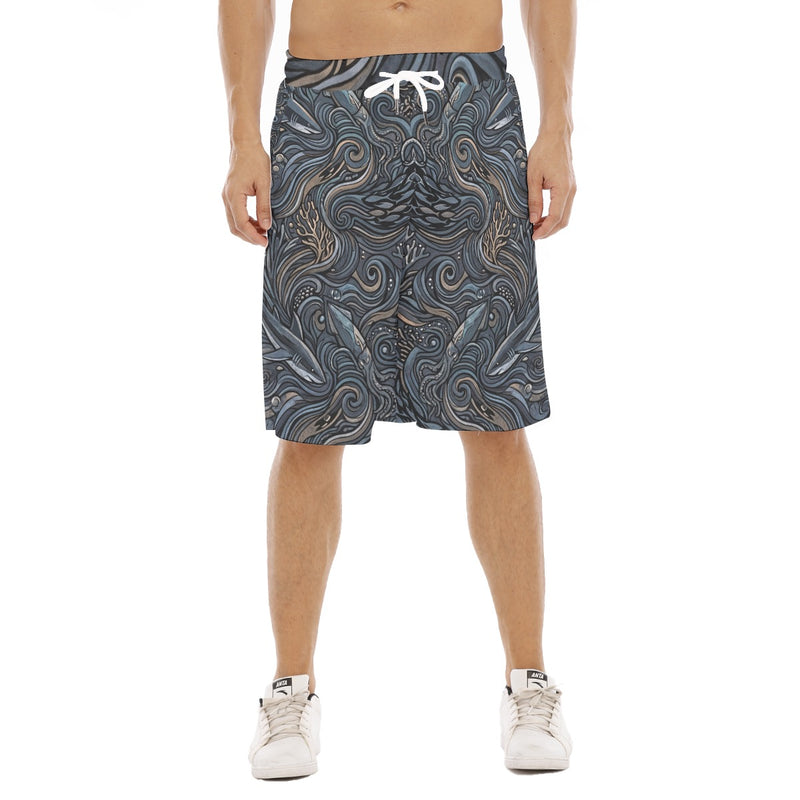 LuckeLadybug Shorts with Wave Pattern, inspired by loggerhead marine life center