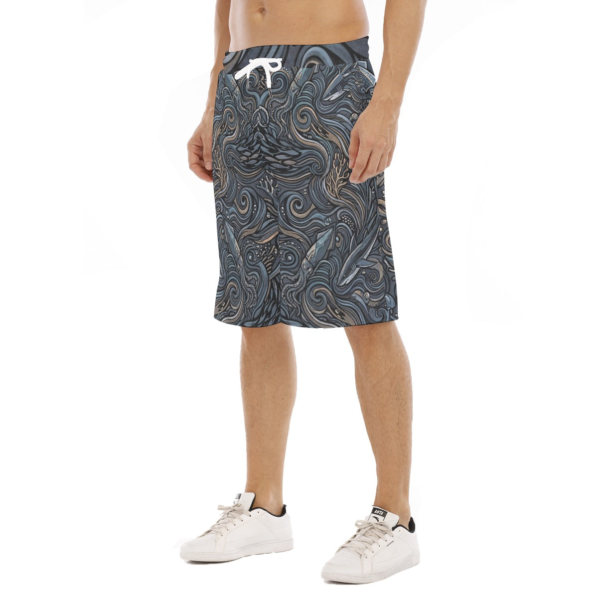 LuckeLadybug Men's Shorts with Loggerhead Marine Life Center Inspired Swirling Pattern