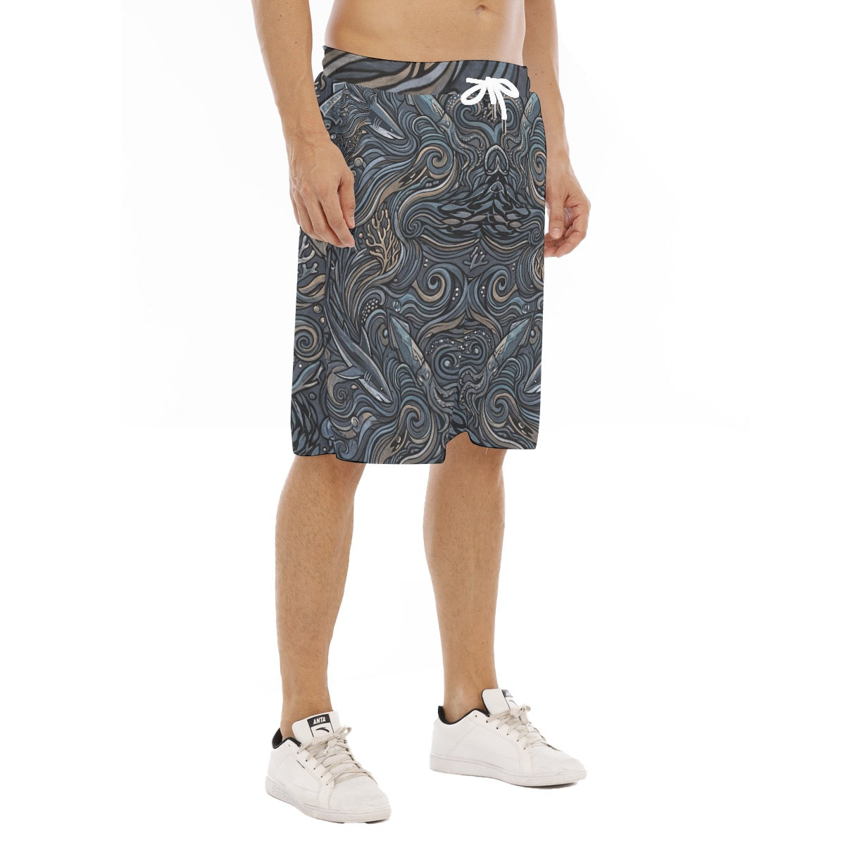 LuckeLadybug Men's Shorts with Ocean Wave Design Inspired by Loggerhead Marine Life Center