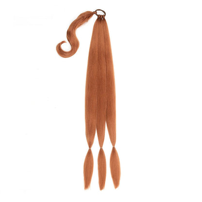 LuckeLadybug LLC long braided ponytail extension in vibrant orange for stylish and versatile hairstyles