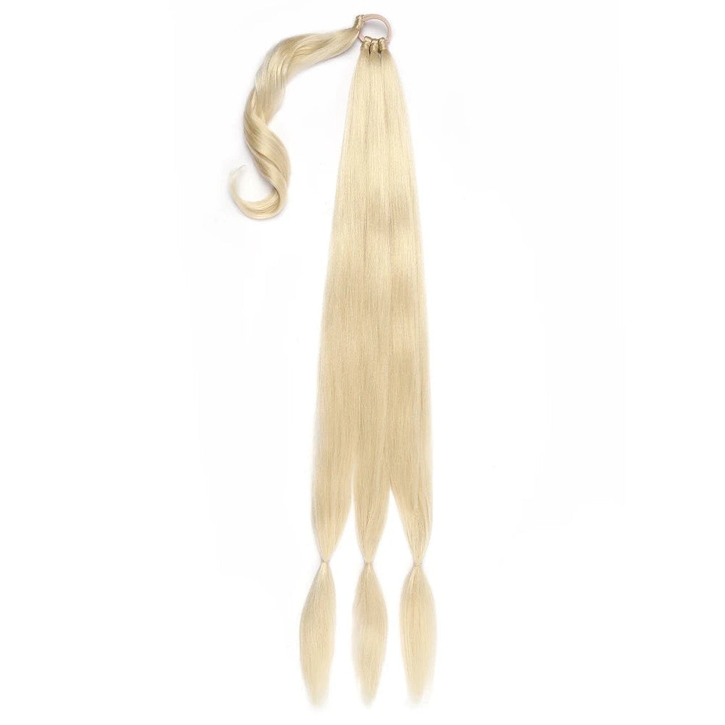 LuckeLadybug LLC long braided ponytail extension in blonde for stylish hair transformations
