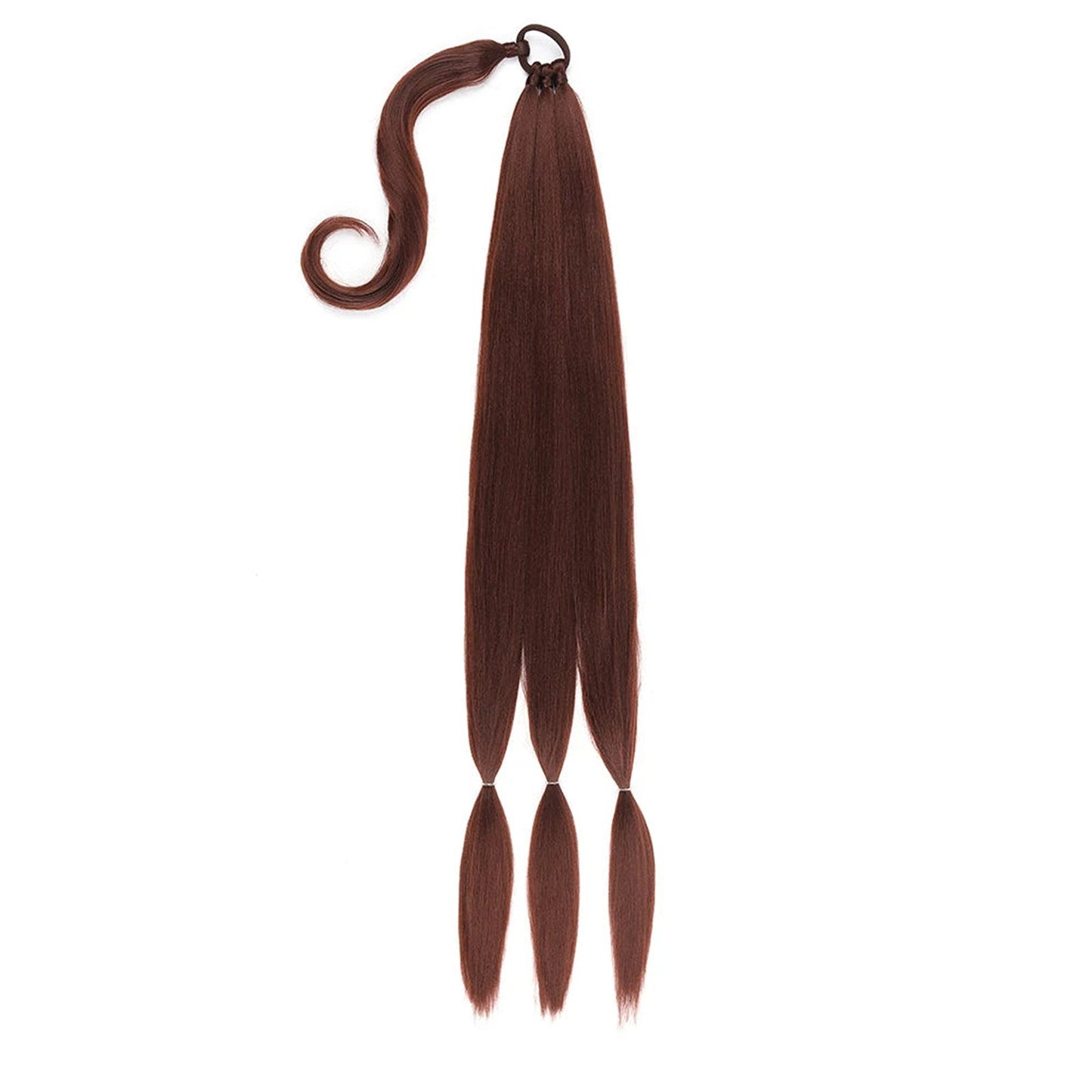 LuckeLadybug LLC long braided ponytail extension in rich brown for stylish hairstyles