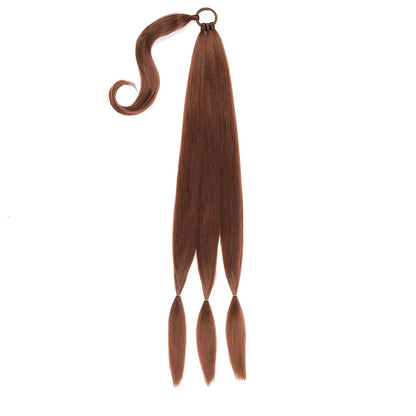 Long braided ponytail extension in chestnut brown for versatile hairstyles
