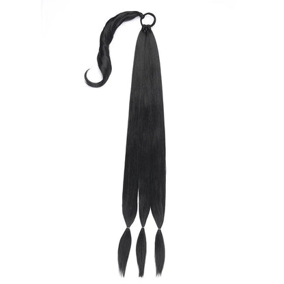 LuckeLadybug LLC long braided ponytail extension in sleek black for stylish hairstyles