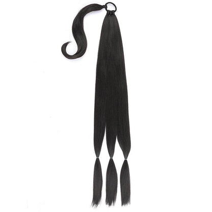 LuckeLadybug LLC long braided ponytail extension in sleek black for stylish hairstyles