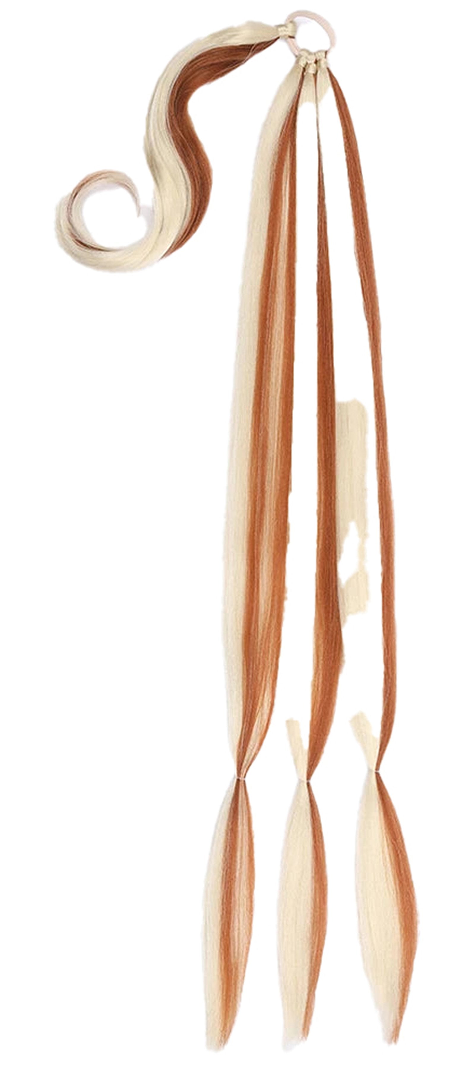 LuckeLadybug long braided ponytail extension in mixed blonde and brown shades for stylish hair looks