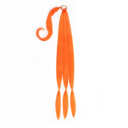 Vibrant orange long braided ponytail extension for stylish hairstyles and easy attachment