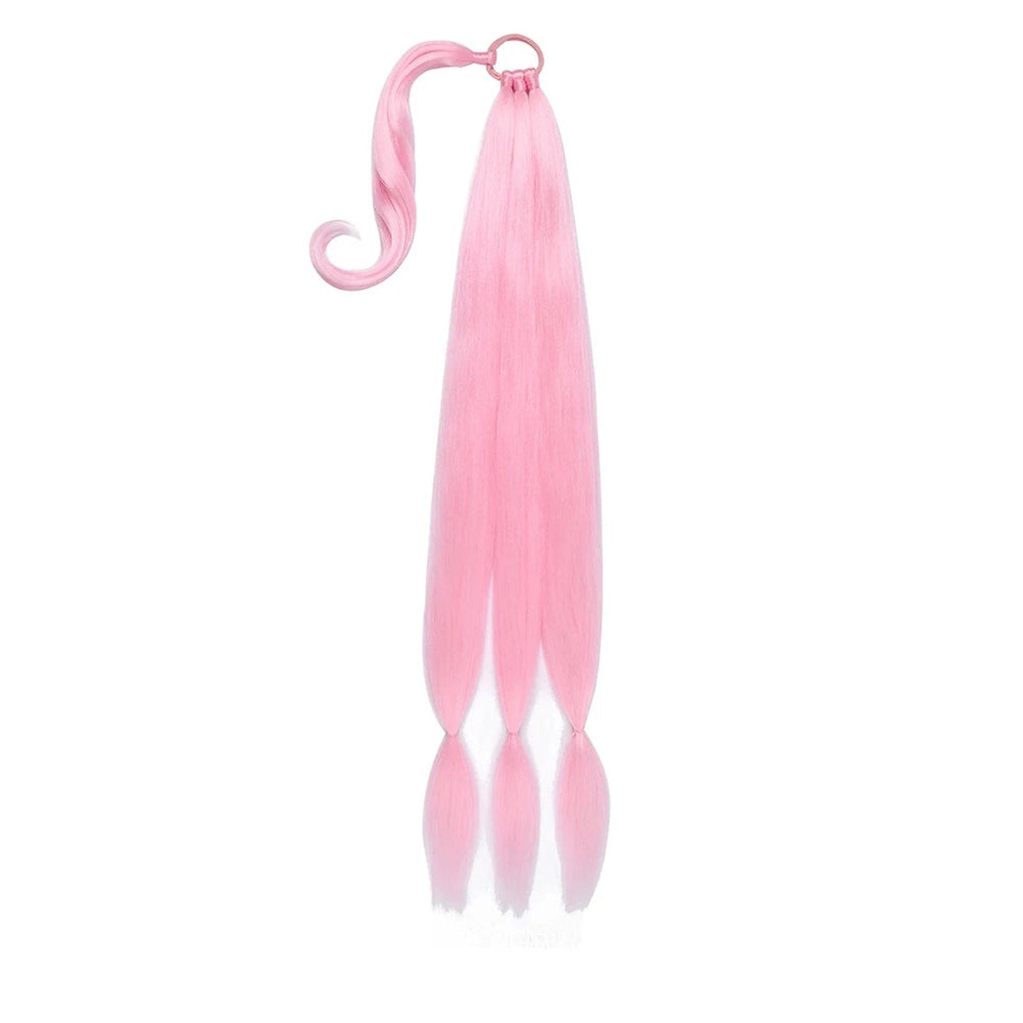 LuckeLadybug long braided ponytail extension in soft pink for stylish hair transformations