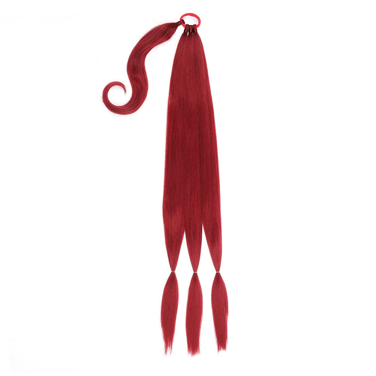Long Braided Ponytail Extension in Vibrant Red, Perfect for Stylish Hair Transformations