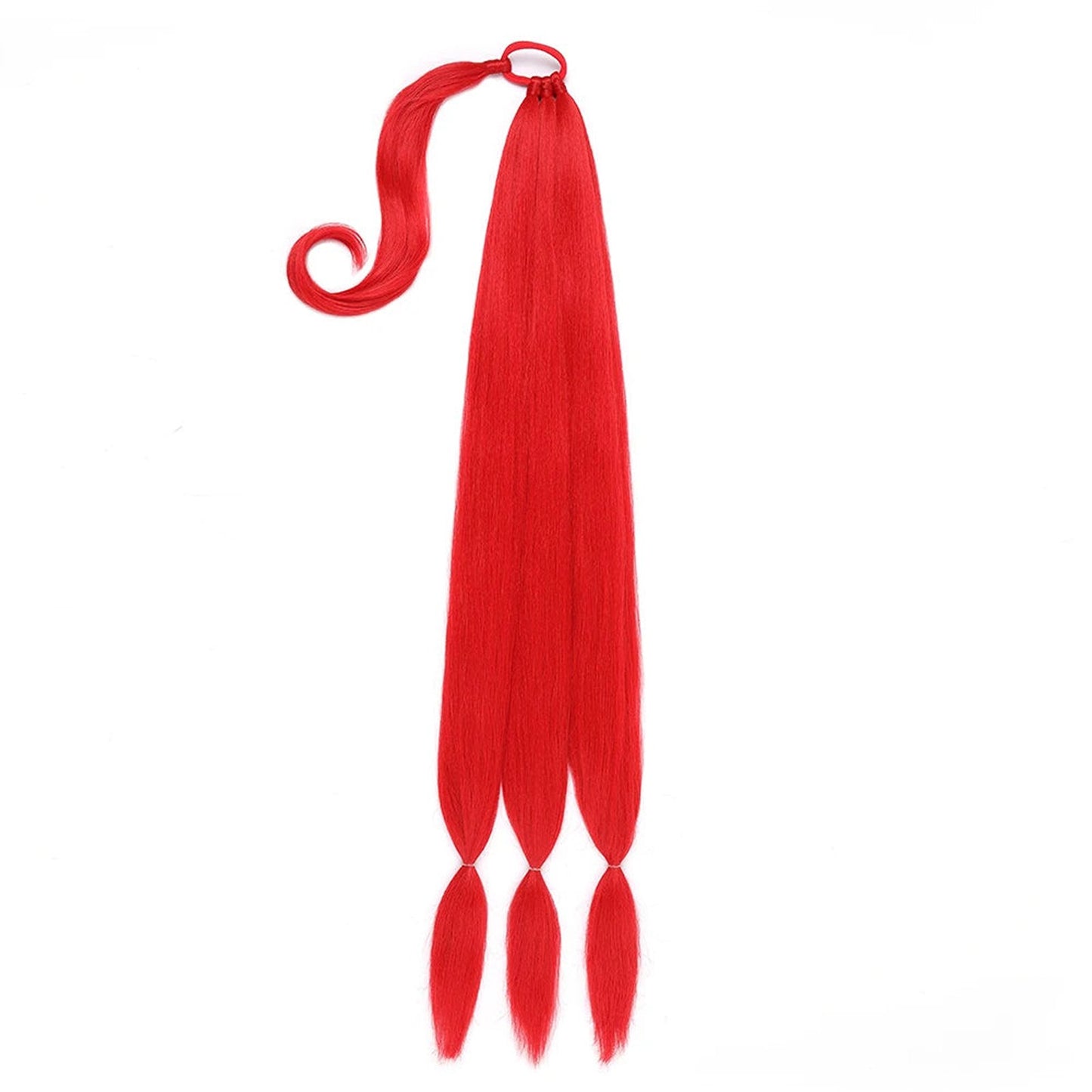LuckeLadybug LLC long braided ponytail extension in vibrant red for stylish hairstyles