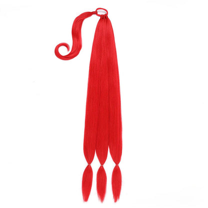 LuckeLadybug LLC long braided ponytail extension in vibrant red for stylish hairstyles
