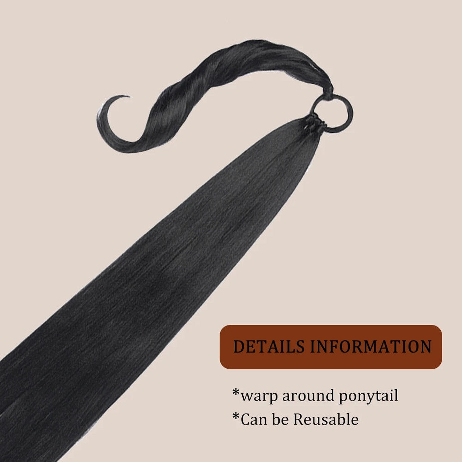 Long braided ponytail extension by LuckeLadybug LLC featuring a sleek design and reusable style.