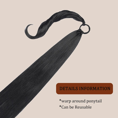 Long braided ponytail extension by LuckeLadybug LLC featuring a sleek design and reusable style.