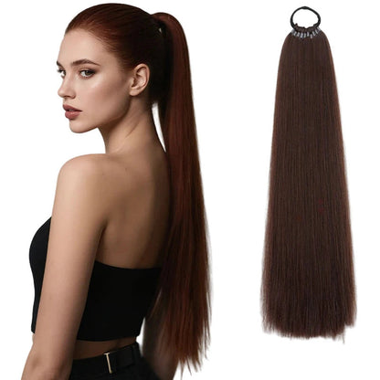 Long Straight Ponytail Hair Extension in Dark Brown for a Chic Look