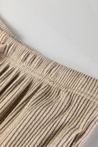 Beige ribbed pants waistband detail perfect for lounging or coordinating with a lounge room set