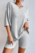 LuckeLadybug Lounge Room Set in Light Gray with Relaxed Fit and Ribbed Texture