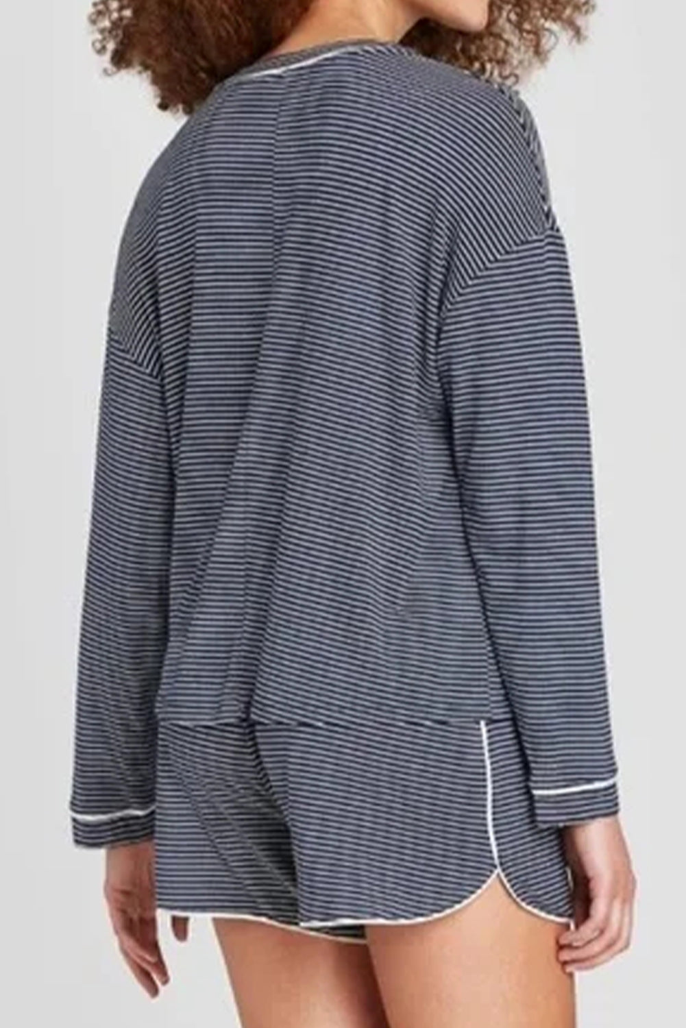 Comfortable striped shorts from LuckeLadybug LLC for a cozy lounge room set