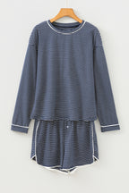 LuckeLadybug striped lounge room set featuring a long-sleeve top and matching shorts for comfort