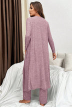 Relaxed fit lounge room set from LuckeLadybug LLC featuring a long top and matching pants in soft pink