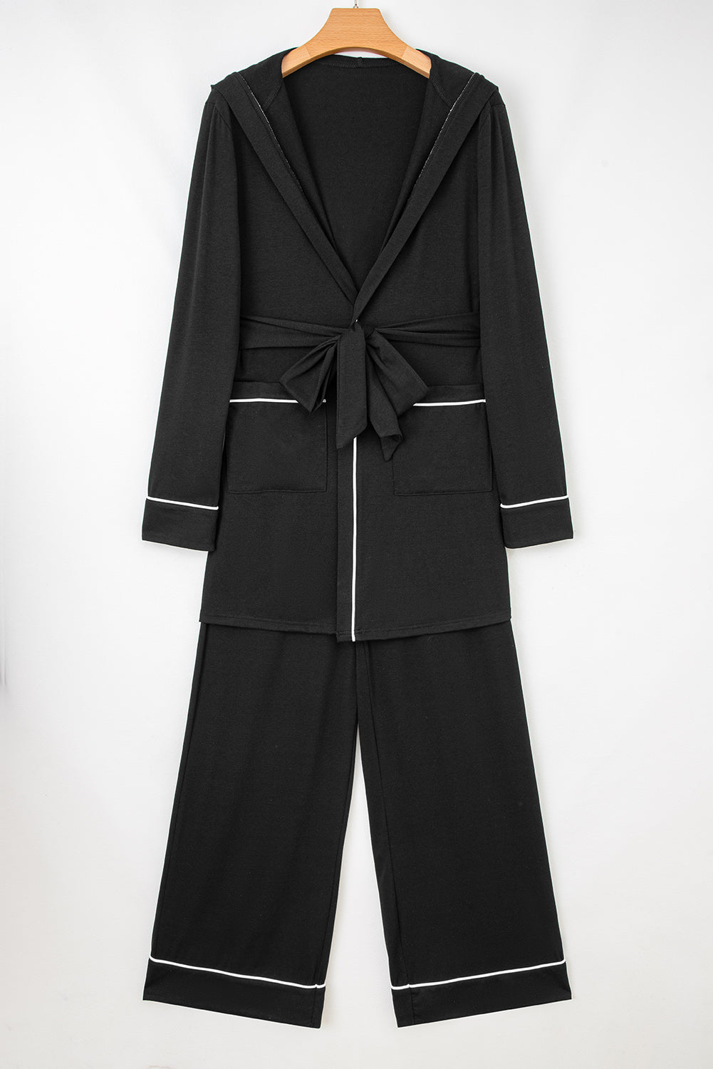 LuckeLadybug LLC Black Loungewear Set with Hooded Jacket and Comfortable Pants