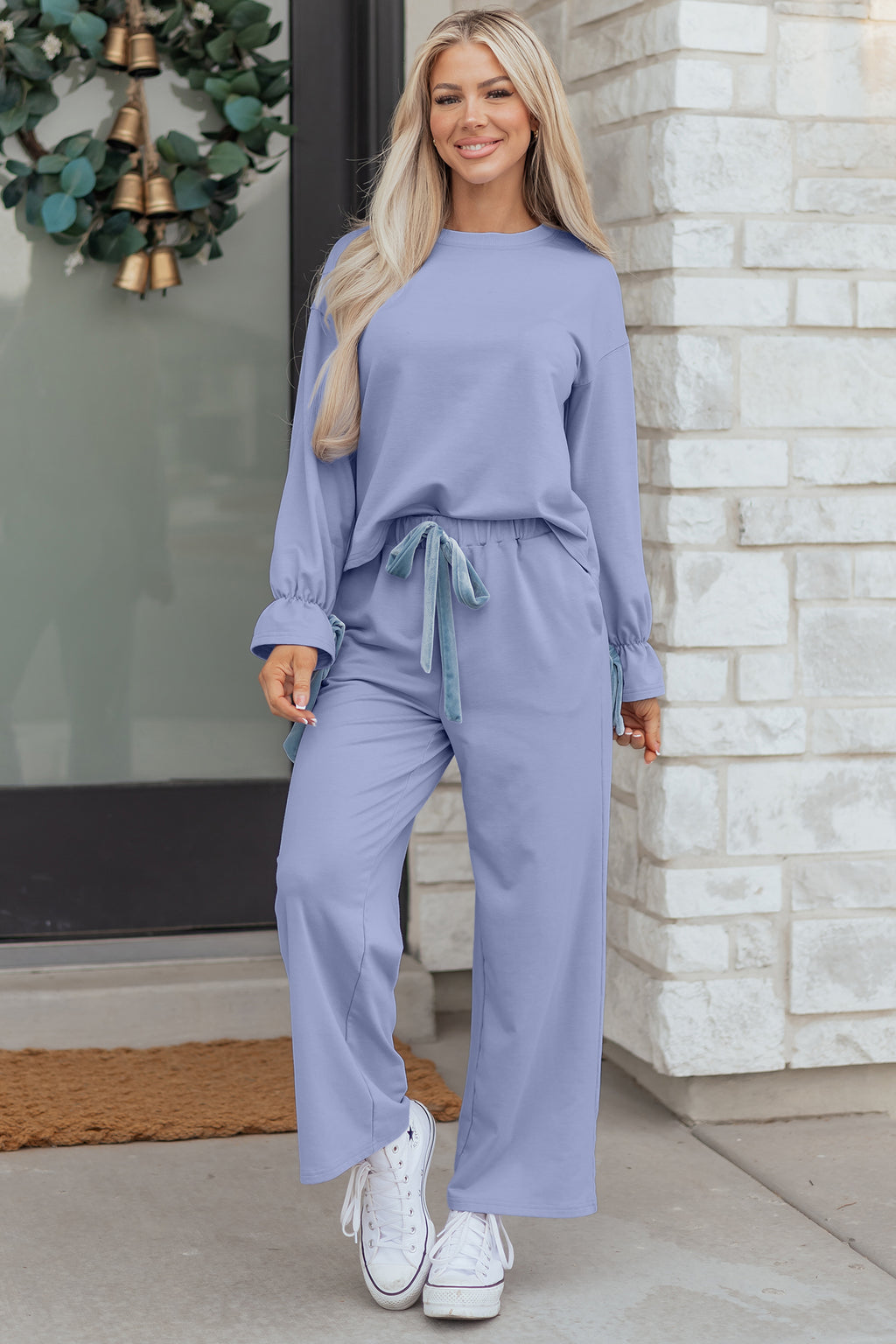 LuckeLadybug LLC Women’s Loungewear Set in Soft Lavender with Drawstring Pants and Long Sleeve Top