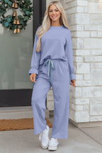 LuckeLadybug LLC Women’s Loungewear Set in Soft Lavender with Drawstring Pants and Long Sleeve Top