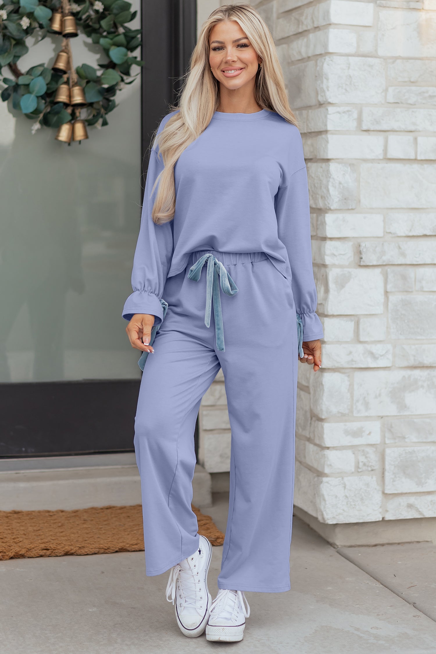 LuckeLadybug LLC Women’s Loungewear Set in Soft Lavender with Drawstring Pants and Long Sleeve Top