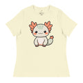 Printful t-shirt featuring an adorable axolotl design shirt with cute cartoon axolotl on cream fabric