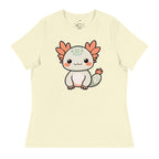 Printful t-shirt featuring an adorable axolotl design shirt with cute cartoon axolotl on cream fabric