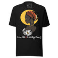 Black African pride t-shirt by LuckeLadybug featuring profile of woman with headwrap and gold hoop earrings