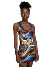 LuckeLadybug racerback dress featuring vibrant patterns in an African style summer dress design