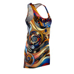 LuckeLadybug racerback dress featuring vibrant abstract patterns in an African style summer dress