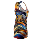 LuckeLadybug racerback dress featuring vibrant abstract patterns in African style summer dress design